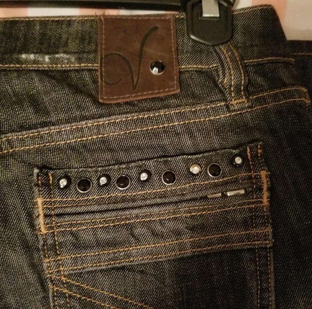 VIGOSS GOLD DENIM LOW RISE JEANS - Picture 2 of 8